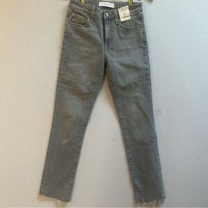 TRAVE Irina Slim Cropped Raw Hem Button Fly Gray Jeans Size 24